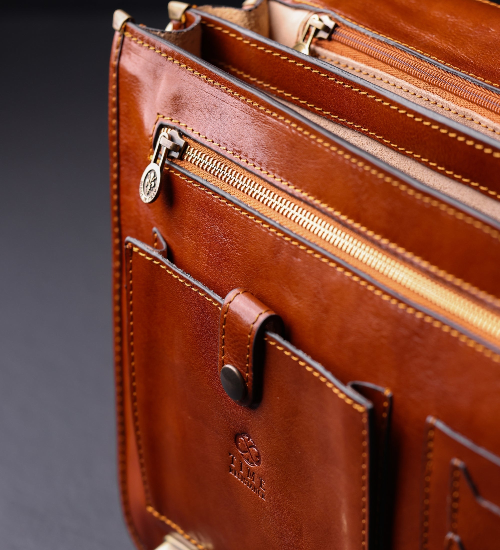 Full Grain Italian Leather Briefcase - Illusions