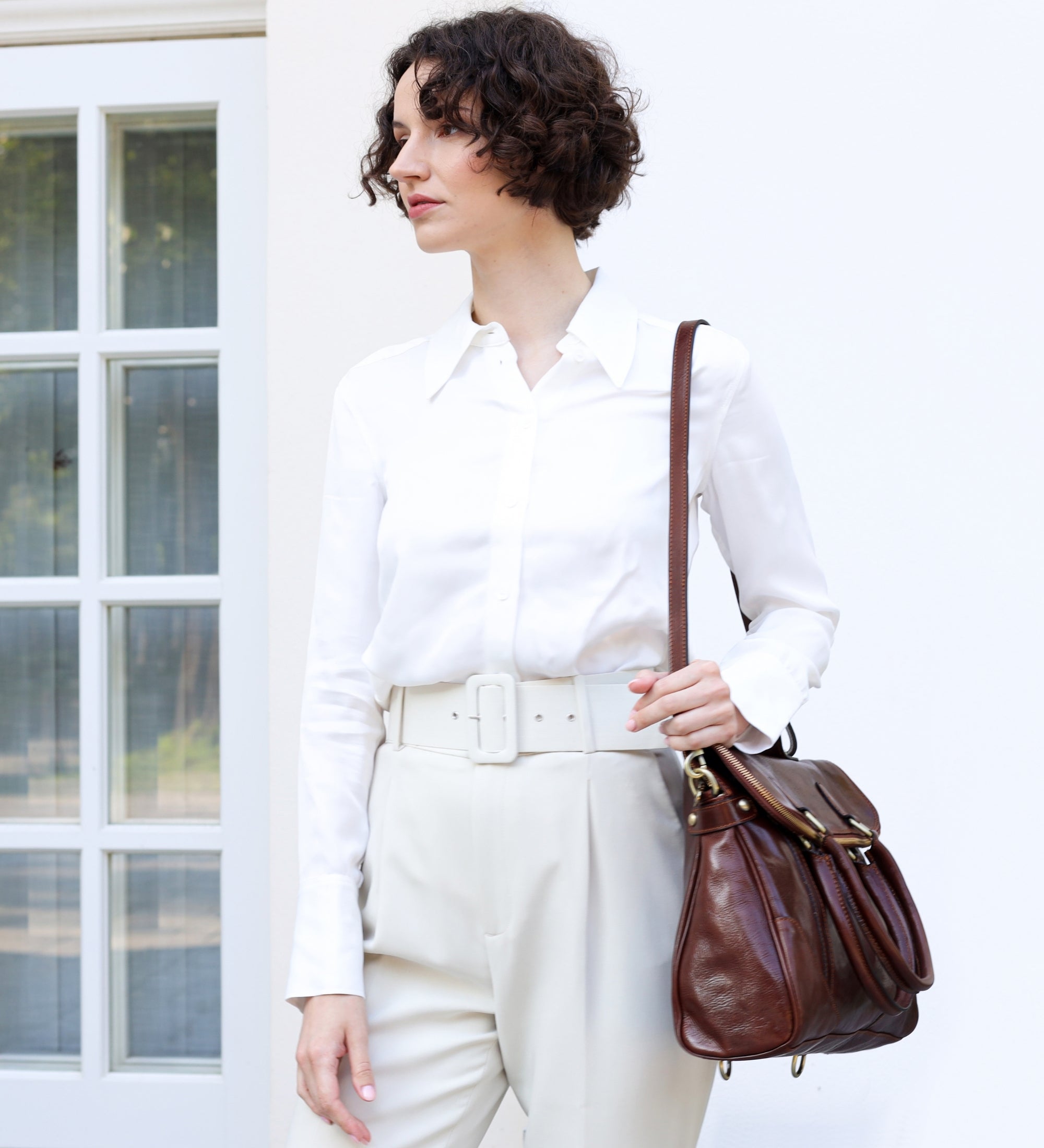 Brown Womens Full Grain Italian Leather Backpack Tote Bag - Charlotte's Web