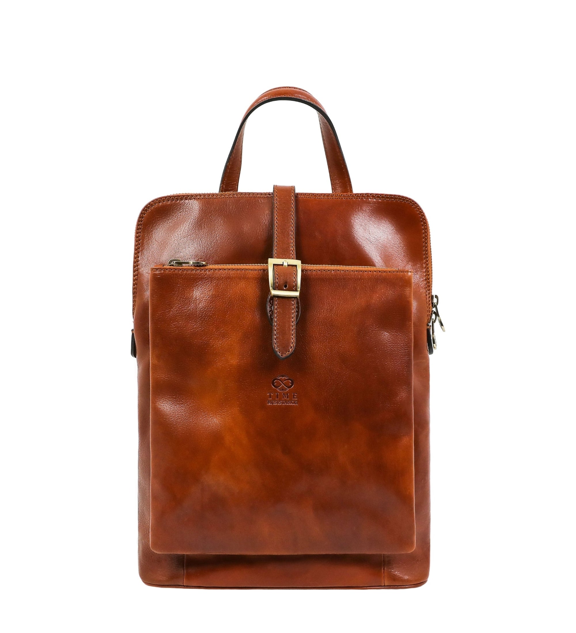 Full Grain Italian Leather Backpack Convertible Bag - Emma