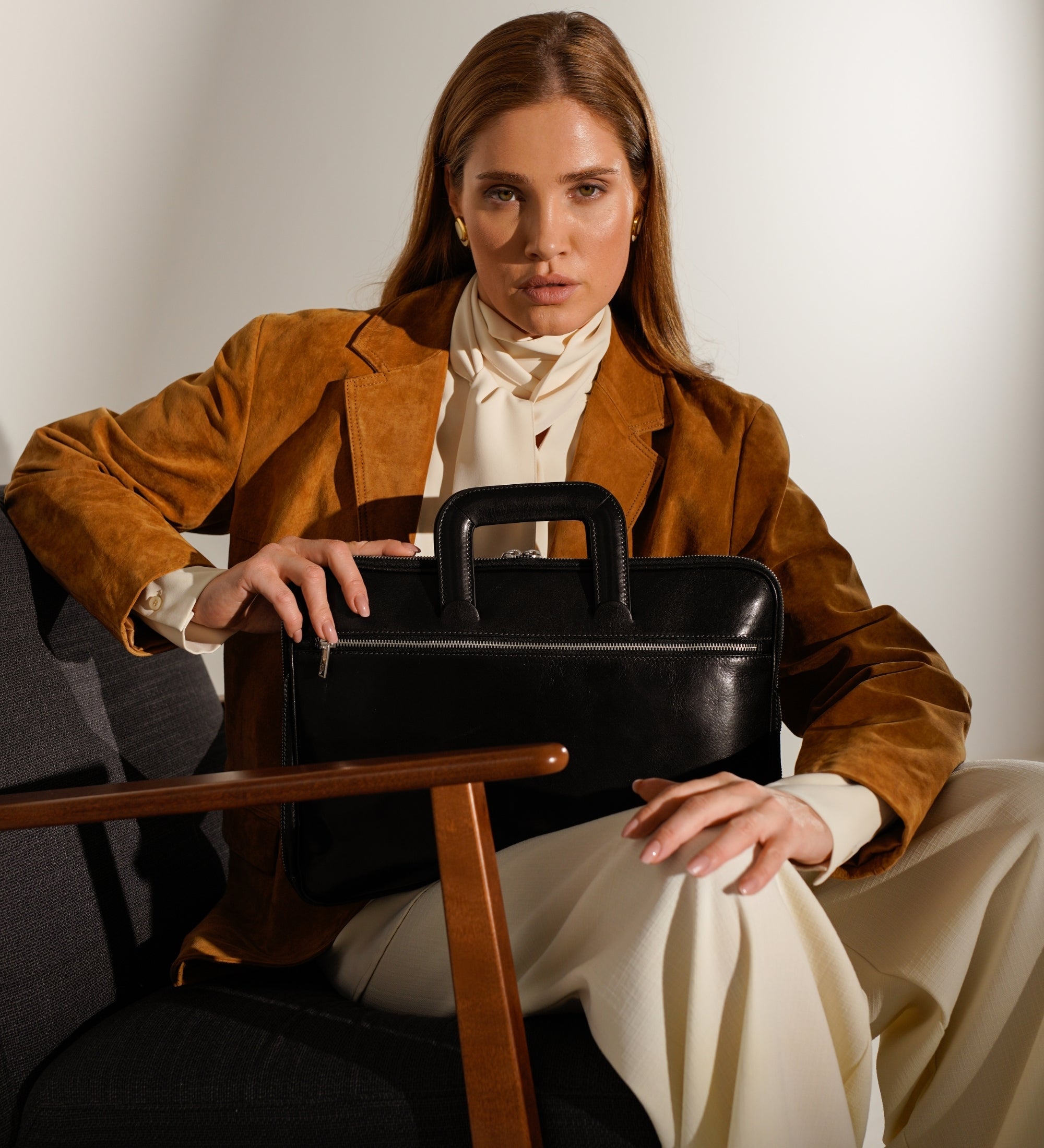 Womens Leather Briefcase Laptop Bag - Brave New World