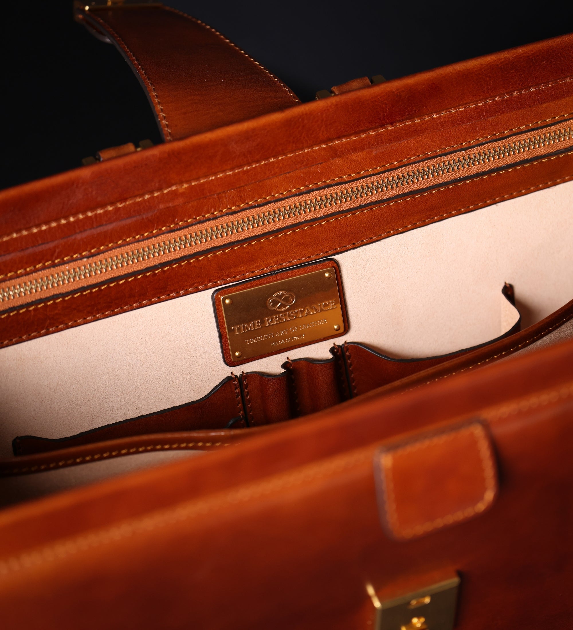 Large Full Grain Italian Leather Briefcase - The Firm