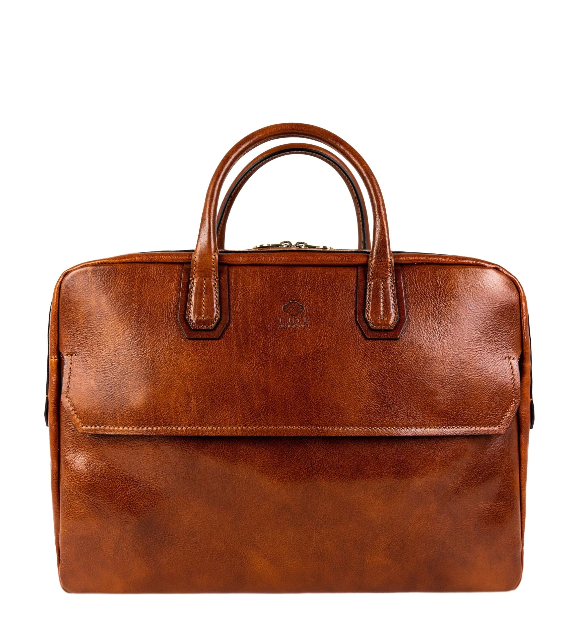 Large Full Grain Italian Leather Briefcase Laptop Bag - Nostromo