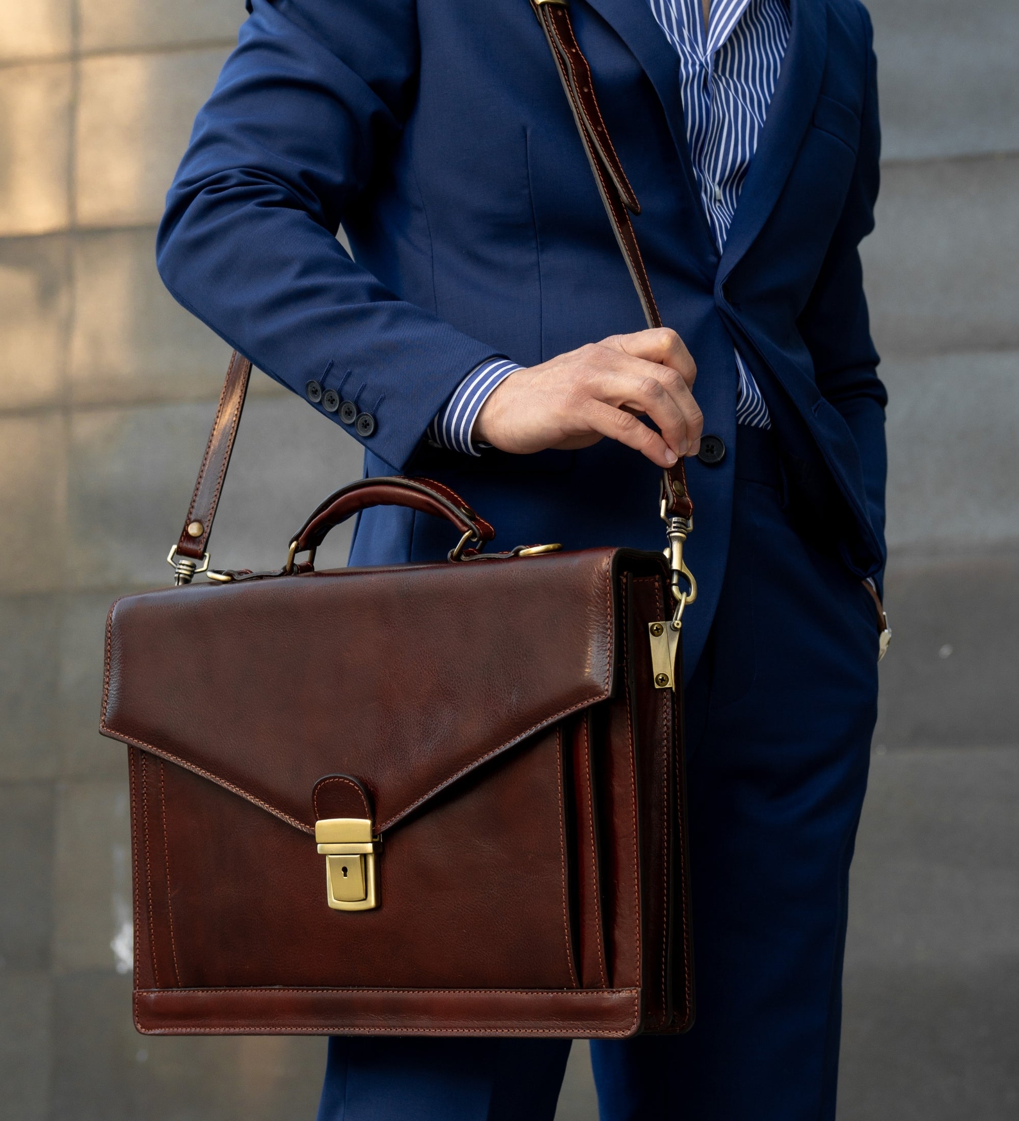 Classic Design Full Grain Italian Leather Briefcase - The Magus