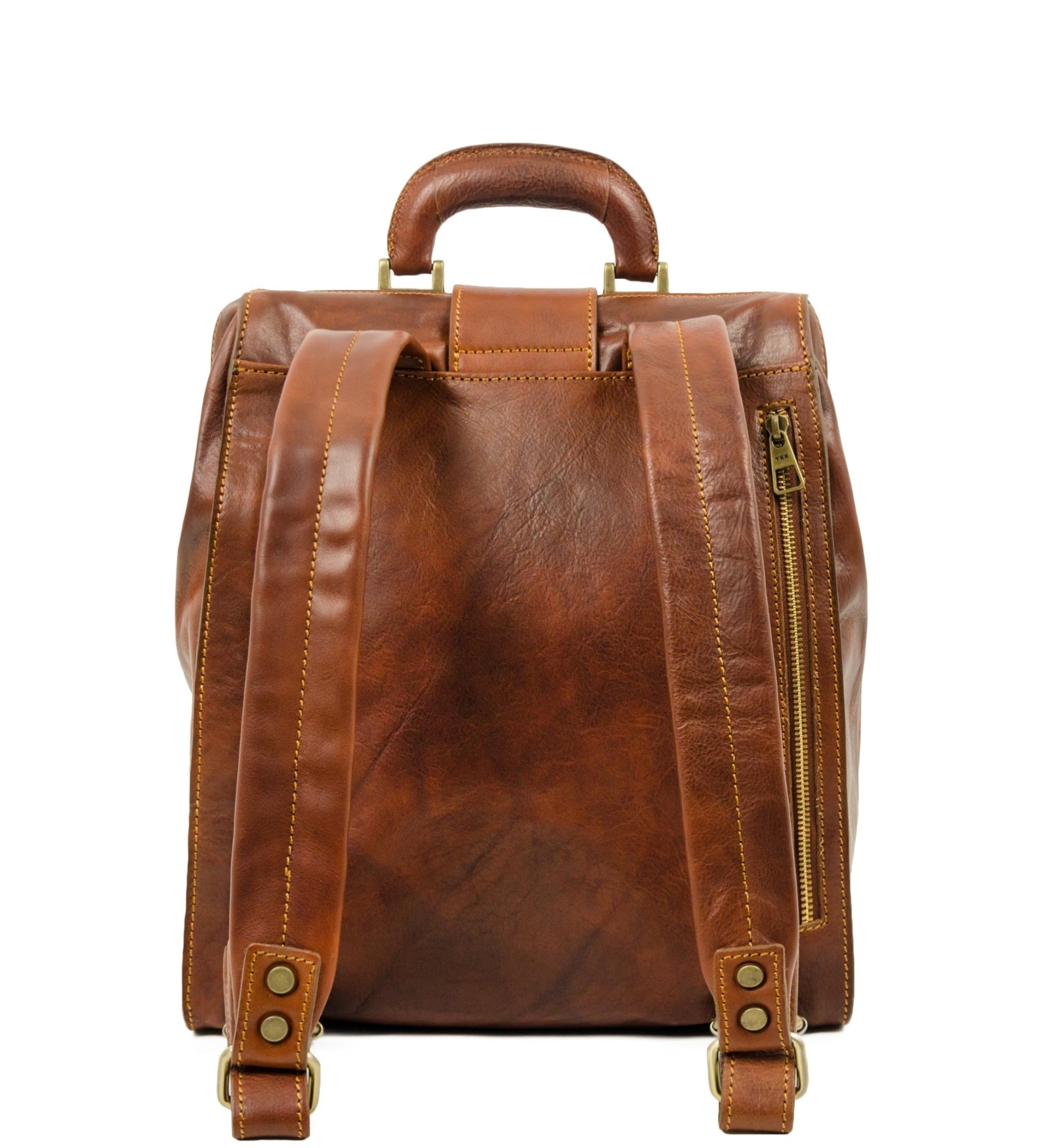 Full Grain Italian Leather Backpack - A Brief Story of Time