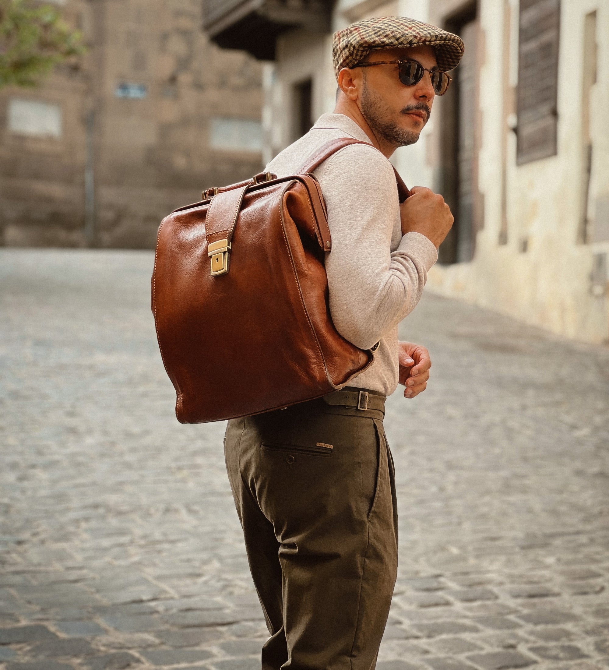 Full Grain Italian Leather Backpack - A Brief Story of Time