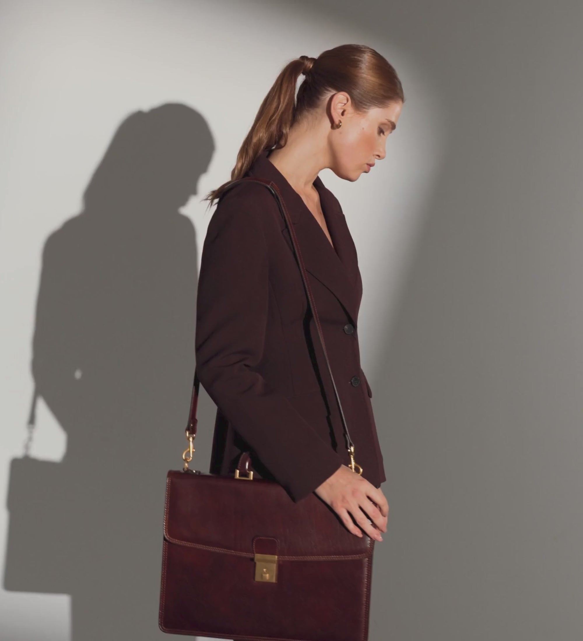 Womens Leather Briefcase - The Sound of the Mountain