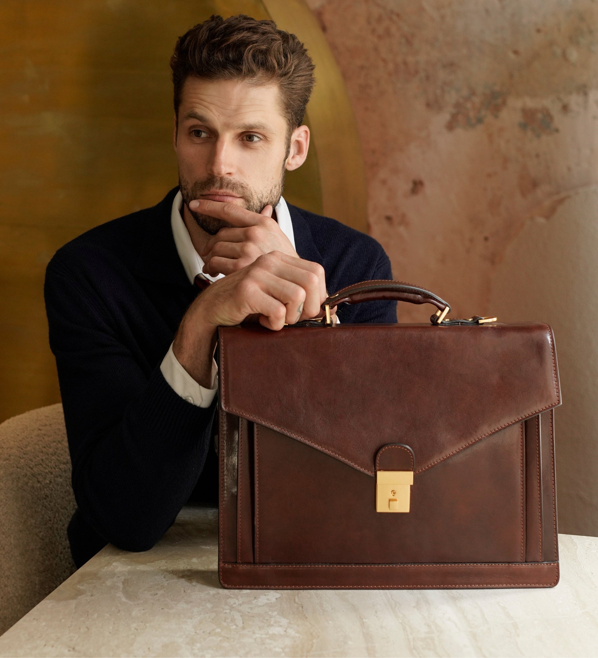Classic Design Leather Briefcase - The Magus