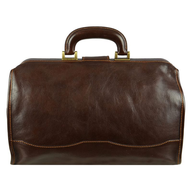 Small Full Grain Italian Leather Doctor Bag - David Copperfield Time Resistance