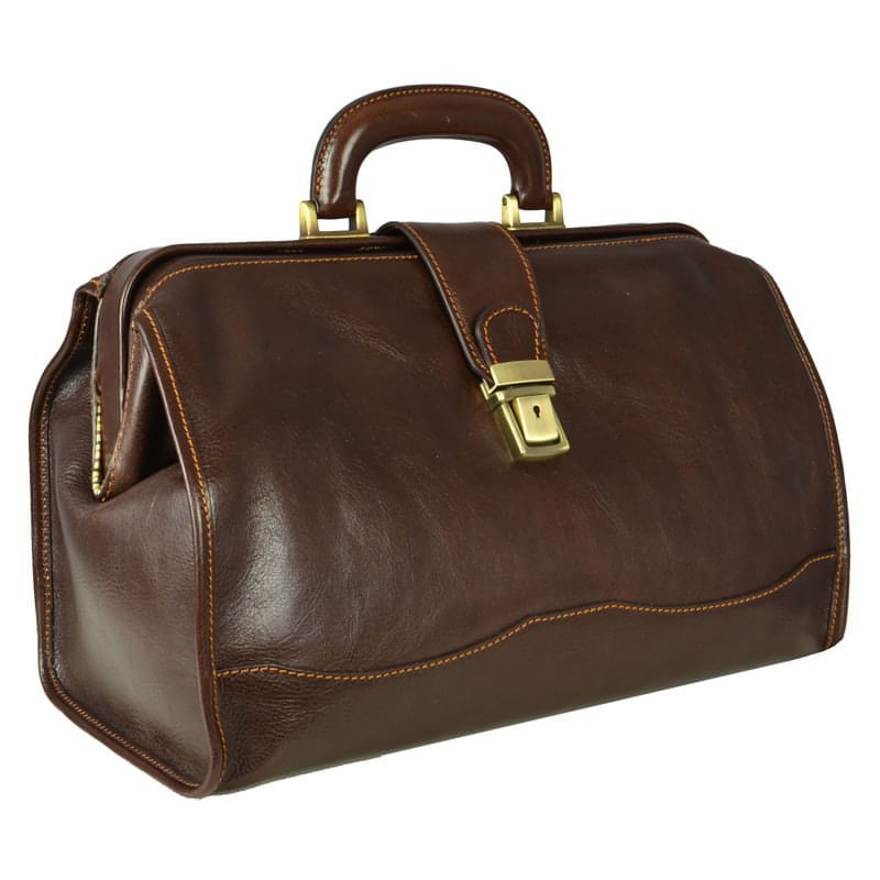 Small Full Grain Italian Leather Doctor Bag - David Copperfield Time Resistance