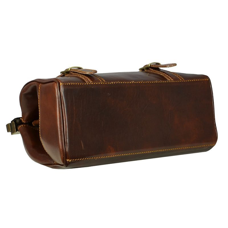 Brown Full Grain Italian Leather Small Doctor Bag - The Green Mile Time Resistance