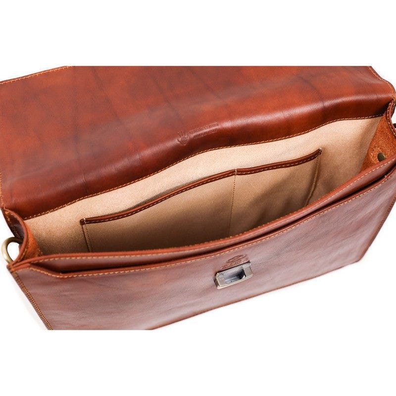 Time Resistance Full-Grain Leather Attaché Case, Work Bag with