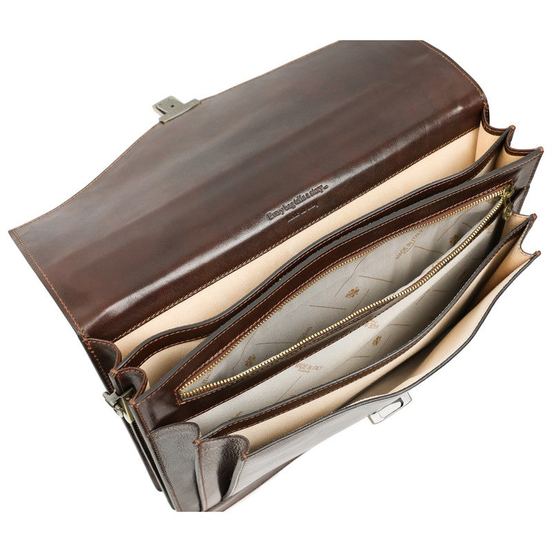 Classic Design Full Grain Italian Leather Briefcase - The Magus