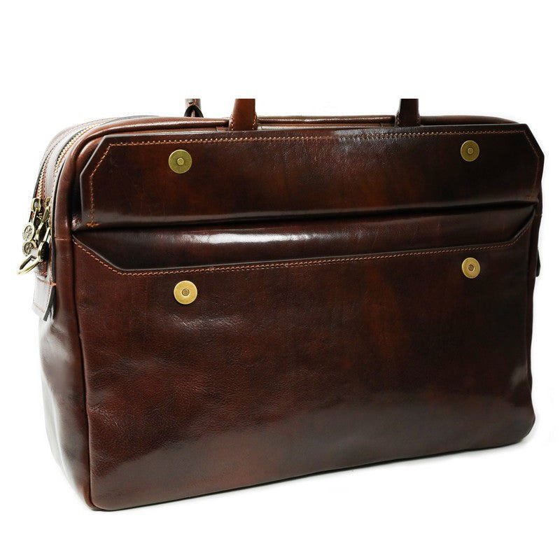 Large Full Grain Italian Leather Briefcase Laptop Bag - Nostromo Time Resistance