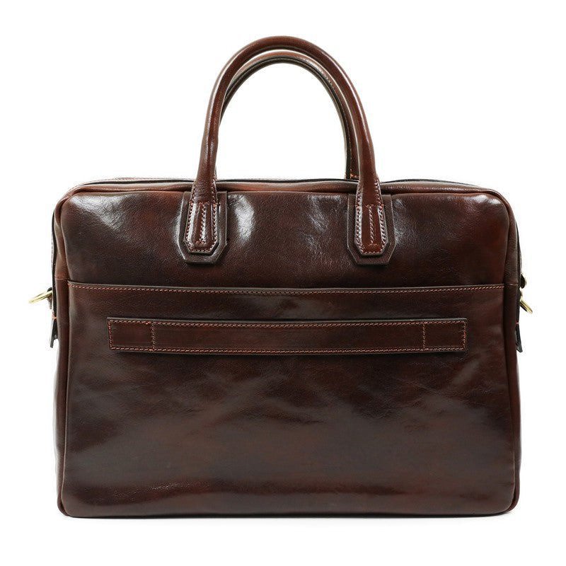 Large Full Grain Italian Leather Briefcase Laptop Bag - Nostromo Time Resistance