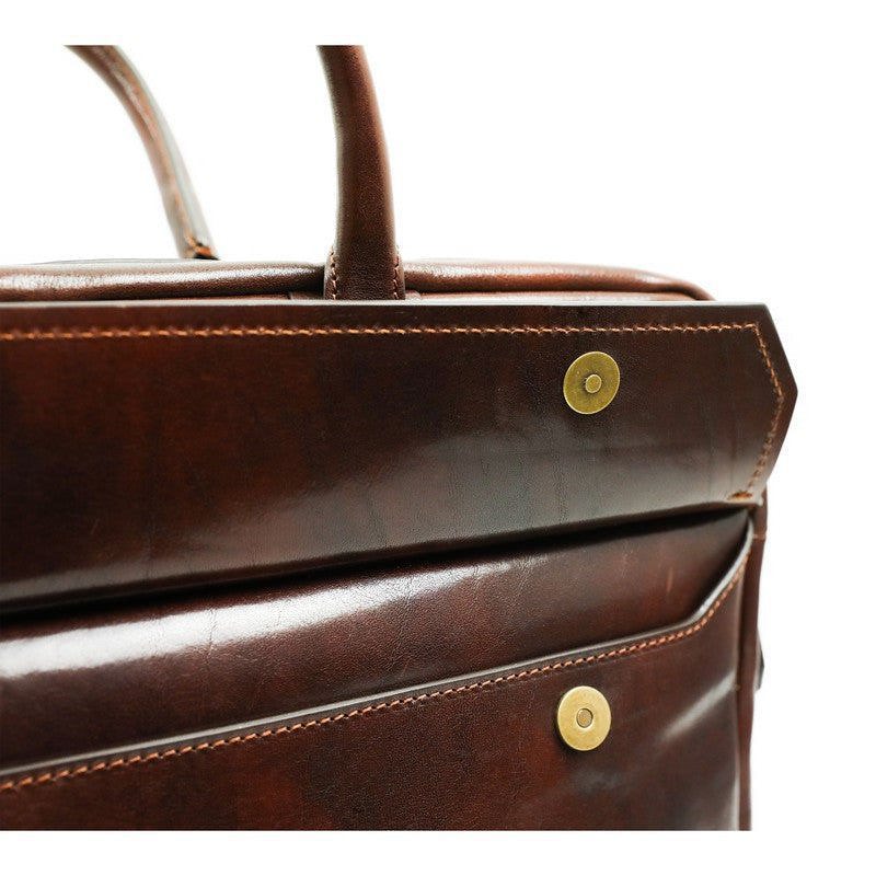 Large Full Grain Italian Leather Briefcase Laptop Bag - Nostromo Time Resistance