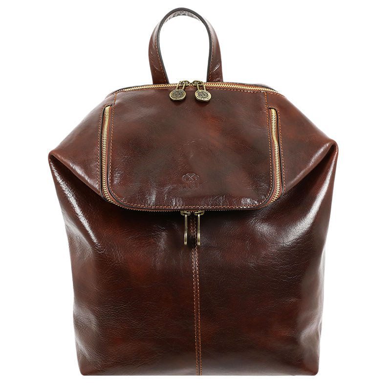 Full Grain Italian Leather Backpack - A Bend in the River Time Resistance