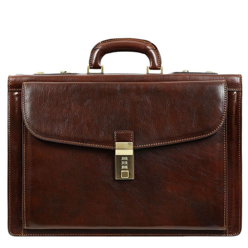 Full Grain Italian Leather Code-lock Briefcase - The Watchmen Time Resistance