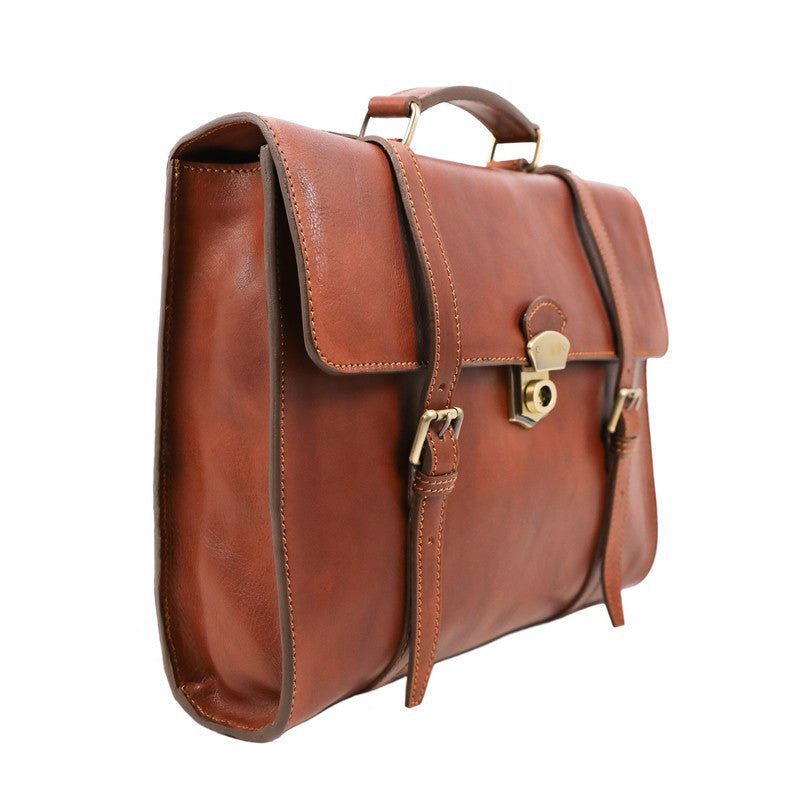 Full Grain Italian Leather Belted Briefcase, Convertible Backpack - The Glass Menagerie Time Resistance