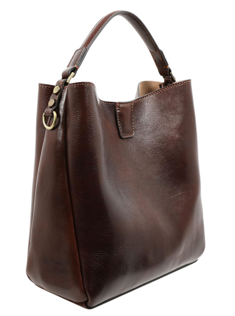 Brown Full Grain Italian Leather Tote Bag for Women,  Shoulder Bag - Alice in Wonderland Time Resistance