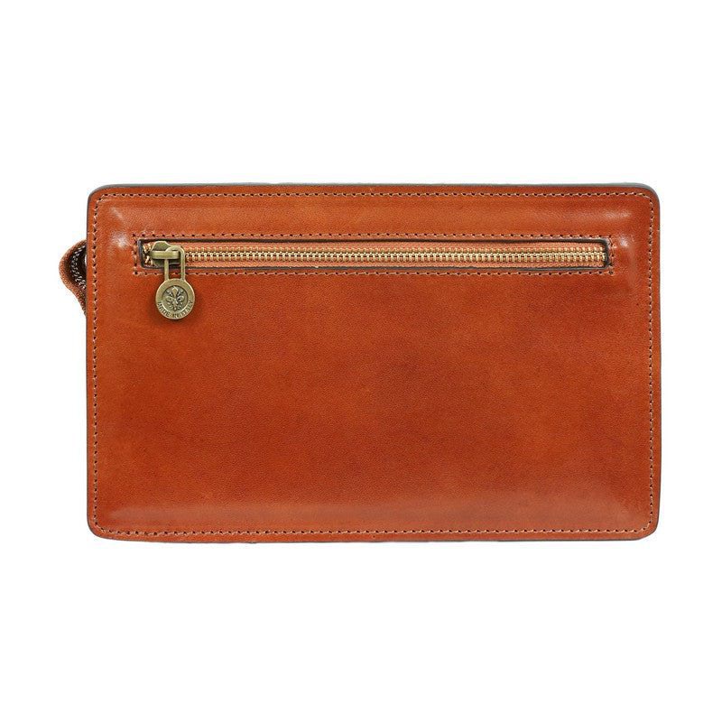 Brown Full Grain Italian Leather Clutch Purse - Decameron Time Resistance