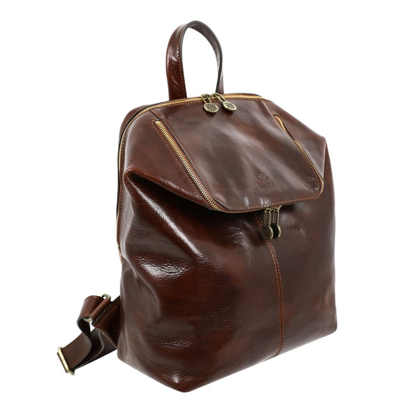 Full Grain Italian Leather Backpack - A Bend in the River Time Resistance