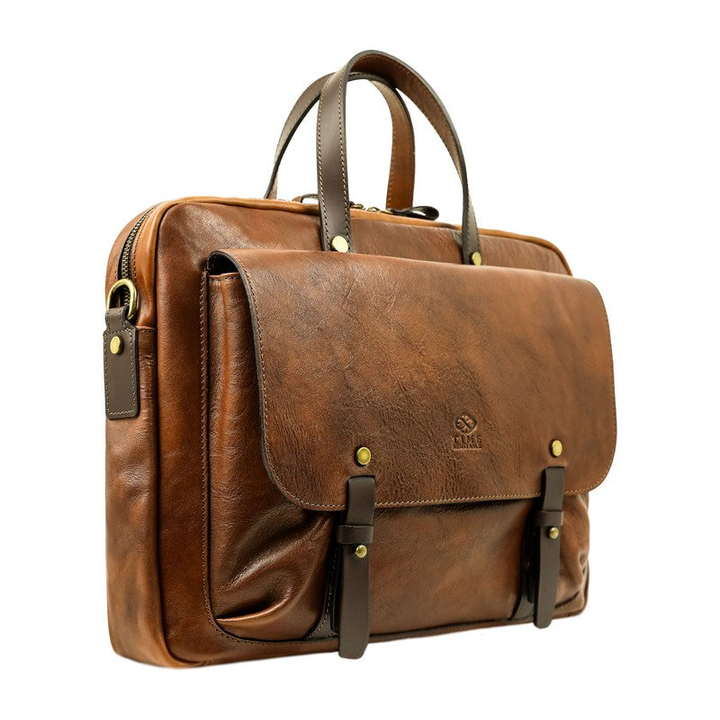 Leather Briefcase Laptop Bag - Lanark Briefcase Time Resistance   
