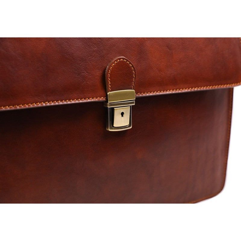 Time Resistance Full-Grain Leather Attaché Case, Work Bag with