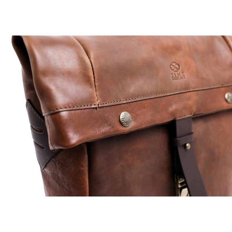 Full Grain Italian Leather Roll-Top Backpack - The Secret History