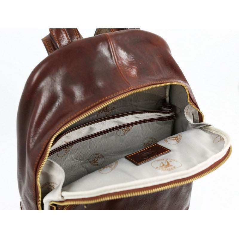 Brown Full Grain Italian Leather Backpack - I, Claudius Time Resistance