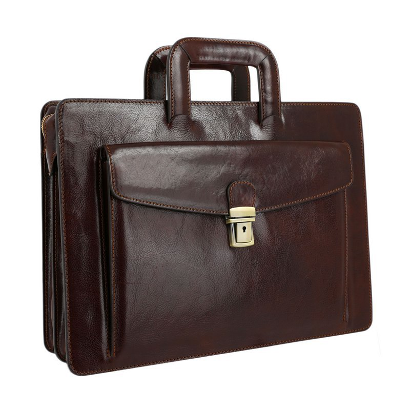 Full Grain Italian Leather Briefcase - The Tempest Time Resistance