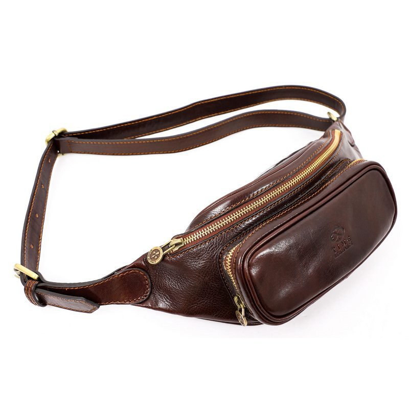 Full Grain Italian Leather Fanny Pack Belly Bag / Bum Bag - Independent People Time Resistance