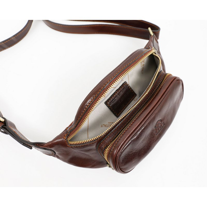 Full Grain Italian Leather Fanny Pack Belly Bag / Bum Bag - Independent People Time Resistance