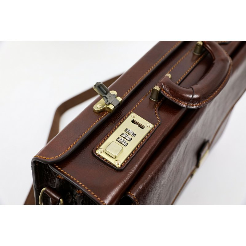 Full Grain Italian Leather Code-lock Briefcase - The Watchmen Time Resistance