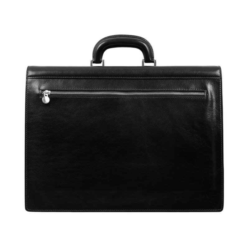 Large Full Grain Italian Leather Briefcase - Invisible Man Time Resistance