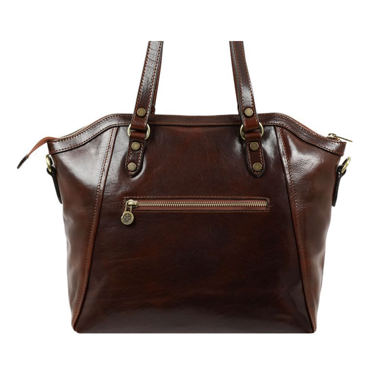 Brown Full Grain Italian Leather Shoulder Bag Handbag For Women - Main Street Time Resistance