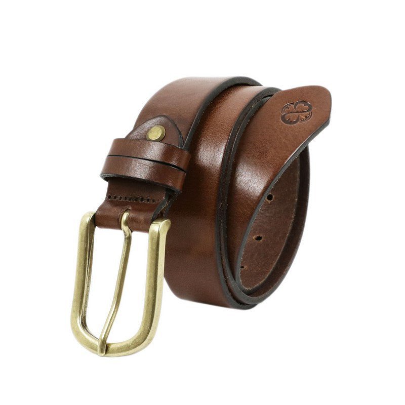 Mens Full Grain Italian Leather Belt in Brown  - Sons and Lovers Time Resistance