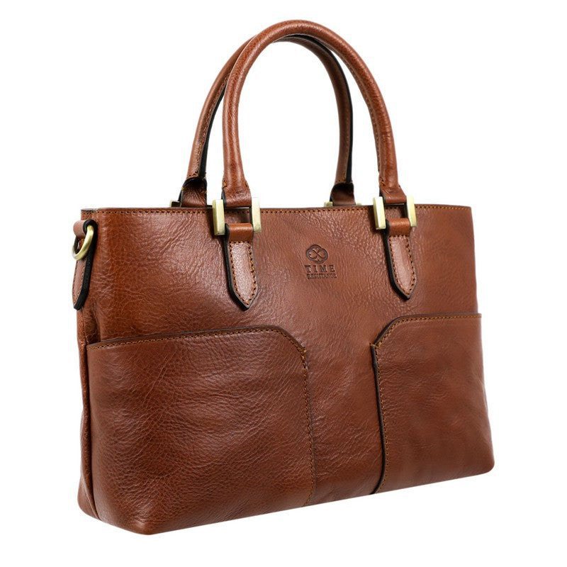 Full Grain Italian Leather Handbag Shoulder Bag - Camilla Time Resistance