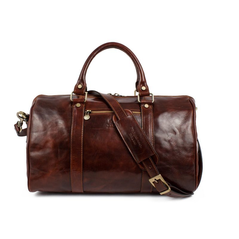 Unisex Small Full Grain Italian Leather Overnight Bag - The Ambassadors Time Resistance