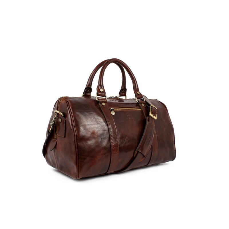 Unisex Small Full Grain Italian Leather Overnight Bag - The Ambassadors Time Resistance