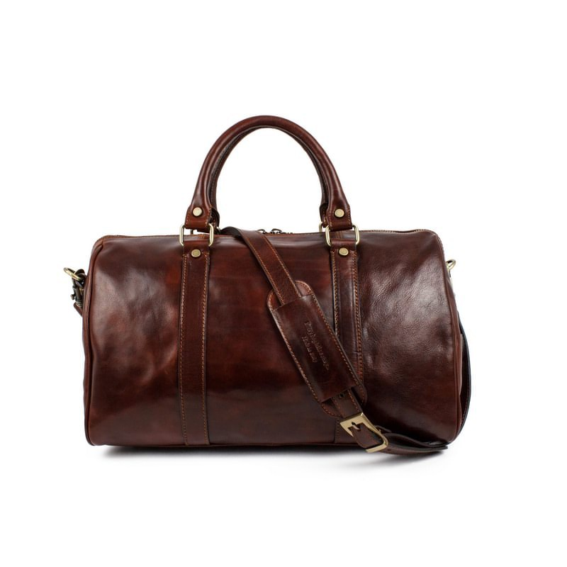 Unisex Small Full Grain Italian Leather Overnight Bag - The Ambassadors Time Resistance