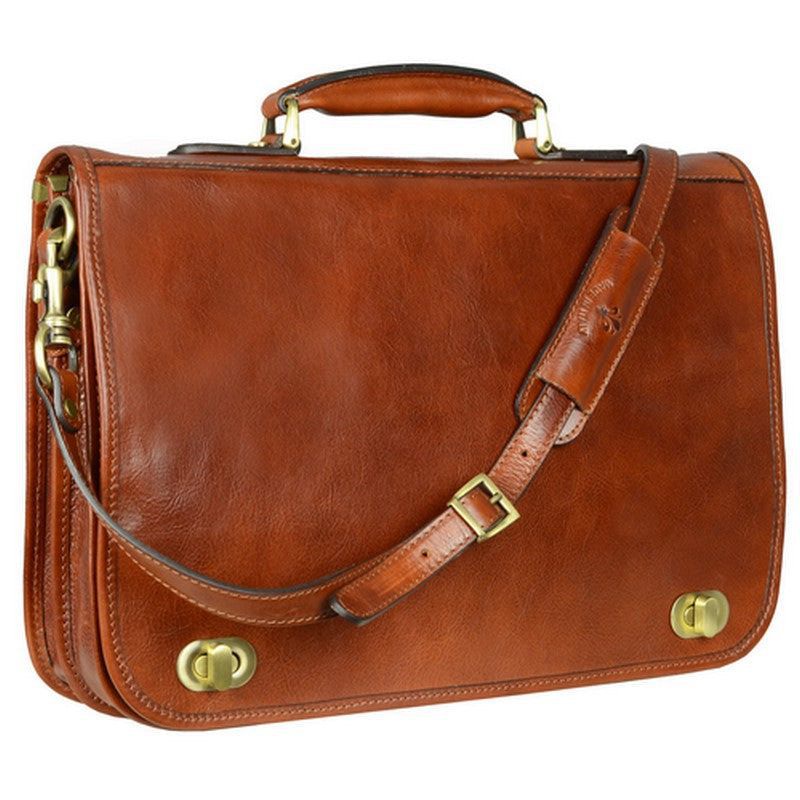 Full Grain Italian Leather Briefcase - Illusions Time Resistance