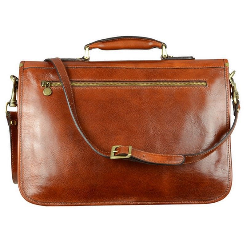 Full Grain Italian Leather Briefcase - Illusions Time Resistance