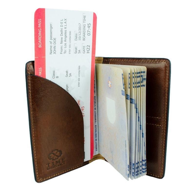 Small Full Grain Italian Leather Passport Holder - Gulliver's Travels Time Resistance