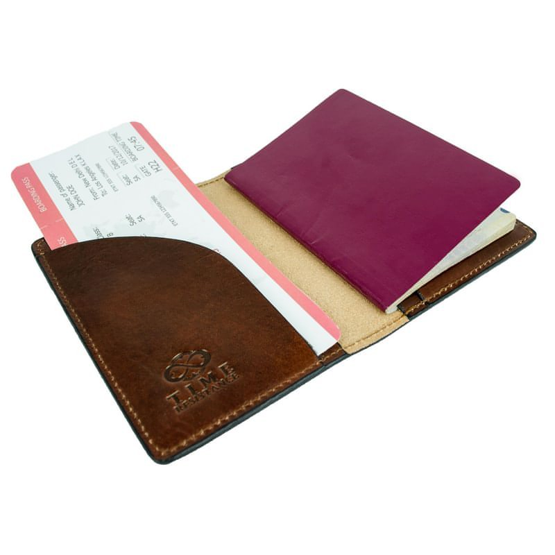 Small Full Grain Italian Leather Passport Holder - Gulliver's Travels Time Resistance