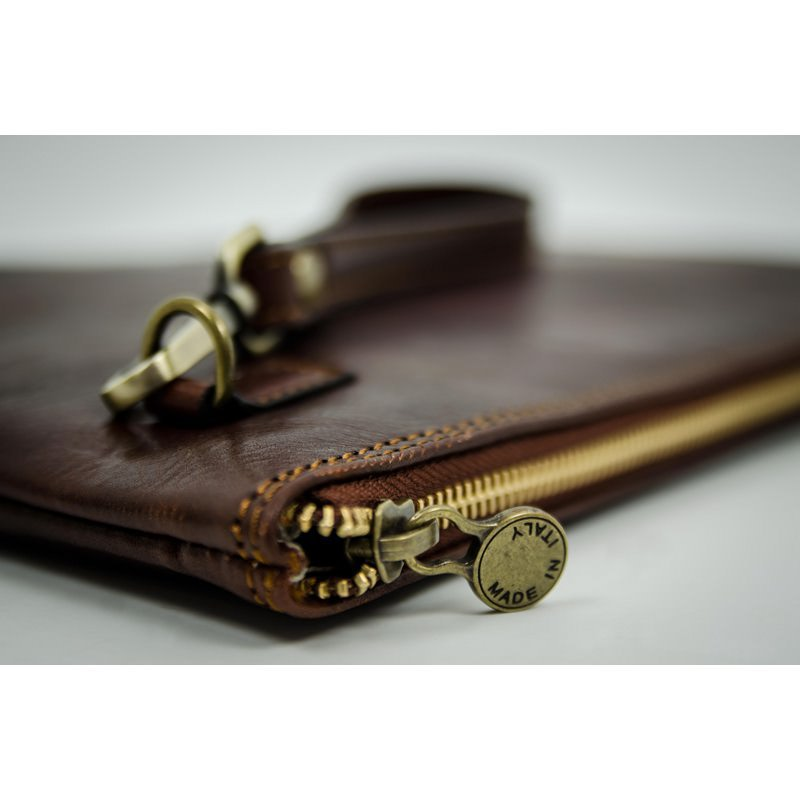 Brown Large Leather Unisex Clutch Purse - The Brothers Karamazov Time Resistance