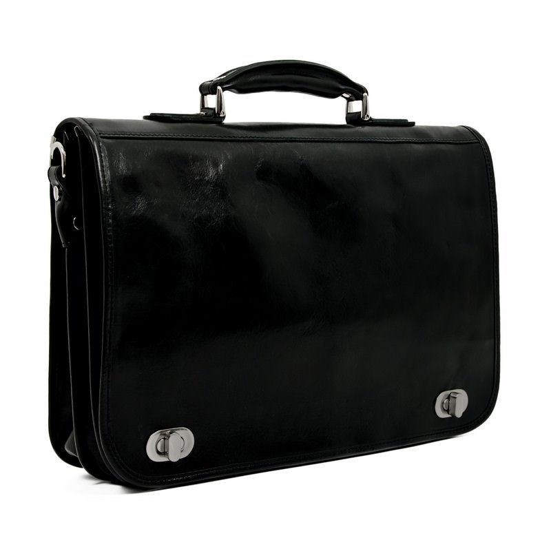 Full Grain Italian Leather Briefcase - Illusions Time Resistance