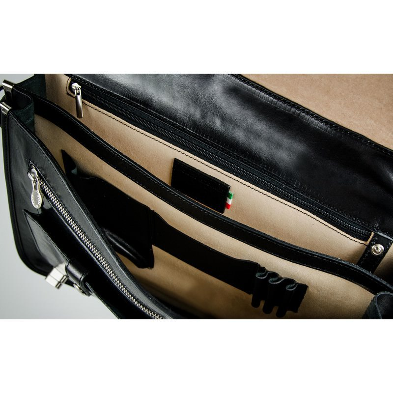 Full Grain Italian Leather Briefcase - Illusions Time Resistance