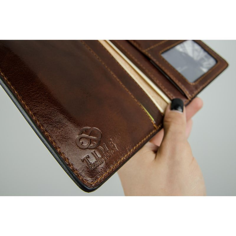 Brown Full Grain Italian Leather Car Documents Holder - Self-Reliance Time Resistance