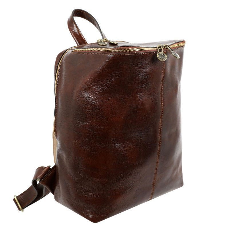 Full Grain Italian Leather Backpack - A Bend in the River Time Resistance