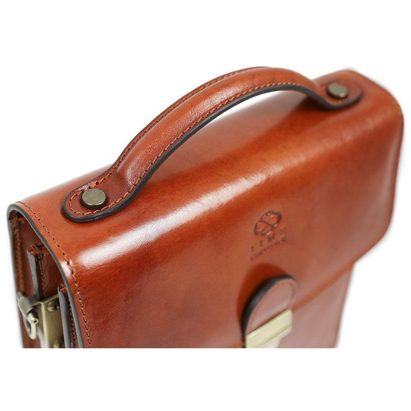 Small Full Grain Italian Leather Briefcase - Walden Time Resistance